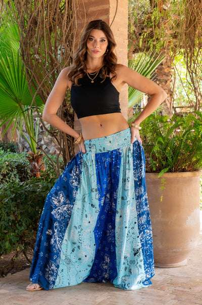 Pantalon bandana Amely - Taille unique / Bleu - Pantalons