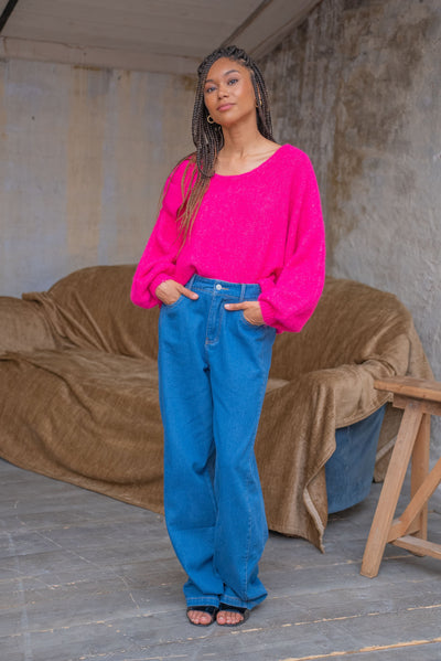 Pull avec nœud Cassie - Fuchsia / Taille unique - pulls