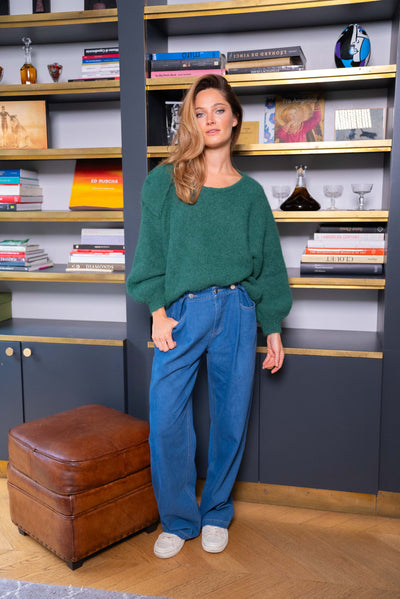 Pull avec nœud Cassie - Vert bouteille / Taille unique