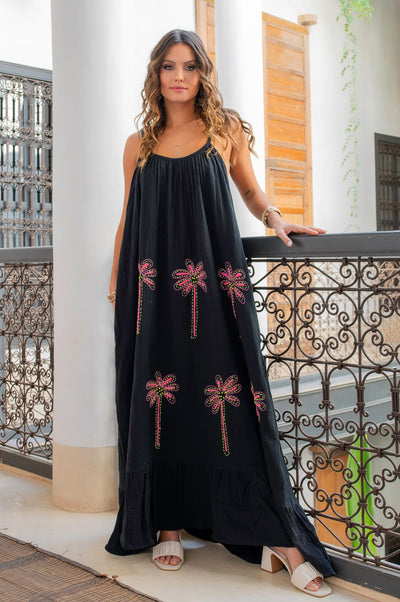 Robe longue à bretelles Siana - Taille unique / Noir