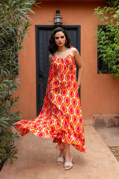 Robe longue à motifs Lassa - Taille unique / P64 - Ecru