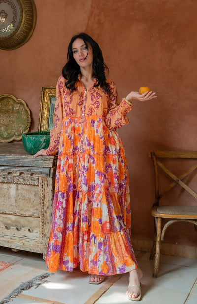 Robe longue Kubana - Taille unique / 010 Orange\Violet