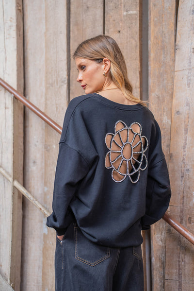 Sweat à fleur Flora - Noir / Taille unique - Sweatshirt