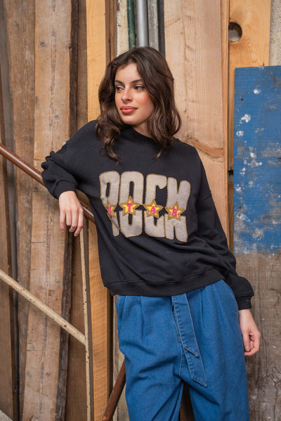 Sweatshirt Manches Longues Rock - Noir / Convient d’un 36